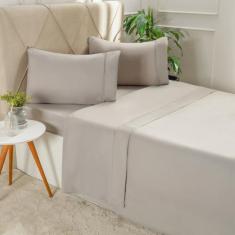 Jogo de Cama King Serenitá 4 Pçs Bordado Festonê 193x203x40cm - Bene C