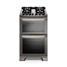 Fogão 4 bocas Electrolux Cinza Experience com Mesa de Vidro, Duplo Forno e PerfectCook360 (FE4DC) 220V