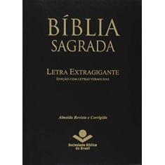 Bíblia Sagrada Letra Extragigante com índice digital - Couro bonded Preto: Almeida Revista e Corrigida (ARC) com Letras Vermelhas