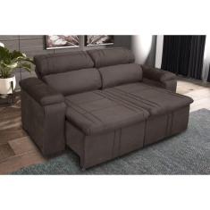 Sofá Retrátil E Reclinável 200 Cm Mônaco Veludo Tabaco