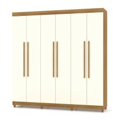 Guarda Roupa Casal 6 Portas 218 cm Elegância Nature/Champanhe -  Pallazio