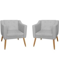 Kit 02 Poltronas Decorativas Lavinia Pés Palito Suede Branco - DS Esto