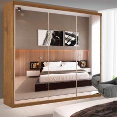 Guarda Roupa 3 Portas De Correr E 9 Espelhos Minastex