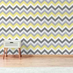 Papel de Parede Chevron Amarelo Cinza e Branco 57x270cm - Quartinhos