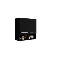 Armario Suspenso para Cozinha 2 Portas Preto Argélia Brienza Movelaria