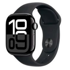 Apple Watch Series 10 (GPS, 46 mm) Caixa de Alumínio Preta Brilhante, Pulseira Esportiva Preta M/G