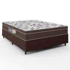 Cama Box Casal Colchão Espuma 138X188X63Cm Marrom