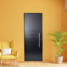 Porta de Aluminio Lambri 210x100cm com Puxador Linha Premium Lux-esquadrias