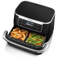 Fritadeira Elétrica Air Fryer 6 em 1, 7 Litros com Divisor de Cesta para Proteínas Grandes e Refeições Completas, 110V 1690W, Ninja DZ071, Preta