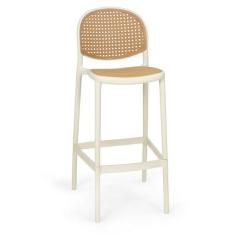 Banqueta Alta com Encosto Roma em Polipropileno - Nude - Magazine Deco