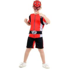 Fantasia Power Rangers Vermelho Infantil Curto Beast Morphers  - Sulam