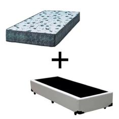 Cama Box Solteiro 88 Tecido Branco Com Colchão Alegro Bello Box D28 Cinza 57x88x188