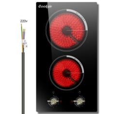 Fogão Elétrico de Cerâmica 2 Queimadores 3000W - Botão Retrô 220V, 220