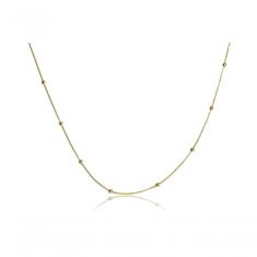 Colar Corrente Italiana Com Bolinha Dourada Folheado Em Ouro 18k