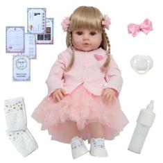 Boneca Reborn Bebê Princesa Valentina Cabelo Loiro Com Itens - Cegonha