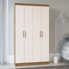 Armario Multiuso Dueto 4 Portas 8 Prateleiras Off White Nogueira Doripel