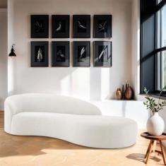 Divã Recamier Orgânico França 140cm Lado Direito Bouclé - Amarena Move