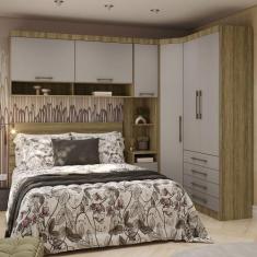 Quarto de Canto Casal com Guarda Roupas Cabeceira Paris Luciane Móveis