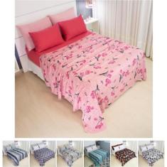 Jogo de Lençol Casal 4 Peças Malha 100% Algodão - Cozzilar, Modelo 12