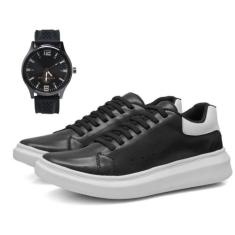 Tenis Casual Masculino Sola Alta Ajuste Em Cadarço + Relógio - Atria S