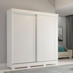 Guarda Roupa Solteiro 2 Portas De Correr 3 Gavetas Internas E 8 Pés Ilhéus Panan Móveis Branco