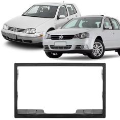 Moldura 2 Din Golf 1999 à 2013 Preta Painel Central Multimidia 7 Poleg