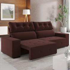 Sofá 4 Lugares Reclinável E Retrátil Socrates Fume - Vian