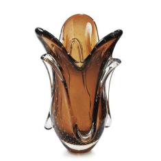 Vaso Em Cristal Murano Marrom São Marcos 36x27x24cm