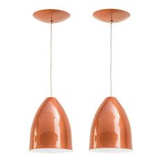 Combo Kit com 2 Pendentes Soft Cone Cobre Luminária Alumínio Lustre 18Cm Sala
