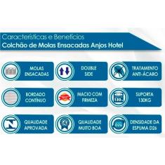 Conjunto Box Baú Casal Colchão Molas Anjos Ensacadas Masterpocket Anjoshotel Double Face + Base Crc Suede Clean(138x188)
