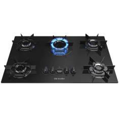 Cooktop 5 Bocas Gás Mesa De Vidro Bivolt Preto Mueller