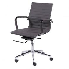 Cadeira Para Escritório Baixa Esteirinha Corino Com Rodizio 3301 Or Design Cinza