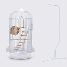 Gaiola redonda para pássaros com estrutura de gaiola Gaiola redonda para pássaros grande gaiola para pássaros de papagaio Caixa de criação de casa de madeira Estrutura de gaiola altamente re