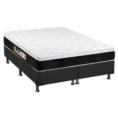 Cama Box King: Colchão Espuma Castor D45 Black e White + Base CRC Sued