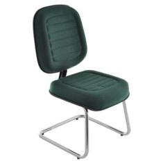 Poltrona Diretor Linha Blenda Base Fixa em S Cromada Verde - Design Of