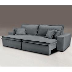 Sofa Retrátil e Reclinável com Molas Cama inBox Premium 2,12m tecido em linho Cinza Escuro
