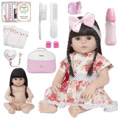 Bebê Reborn Boneca Menina Grande 100% Silicone e Acessórios