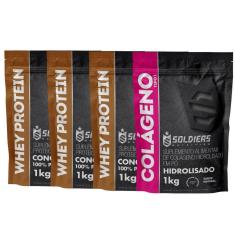 Kit: Whey Protein Concentrado 3Kg + Colágeno Hidrolisado 1Kg - 100% Importado - Soldiers Nutrition-Unissex