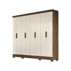 Guarda Roupa Casal 8 portas Diplomata - Castanho Wood / Baunilha - Mov