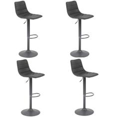 Kit com 4 Banquetas para Cozinha Barbacena Preto