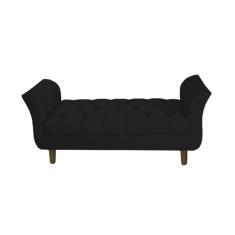 Recamier Estofado Para Quarto Closet 90 cm Grécia Suede Preto - dl decor