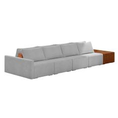 Sofá Ilha 4 Lugares Living 392cm Modulado Lary Bouclê K01 Cor Cinza Claro