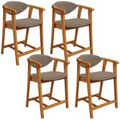 Kit 04 Banquetas Baixa Cozinha Sala De Jantar Bancada Cecília L02 Bouclê Bege - Lyam Decor