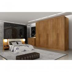 Guarda Roupa Casal Himalaia 6 Portas de Bater 8 Gavetas MDF Himalaia-cumaru Móveis Novo Horizonte