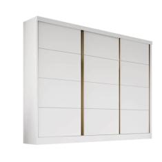 Guarda Roupa Casal Bergamo 3 Portas de Correr 6 Gavetas MDF Branco Bianchi Móveis