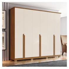 Guarda Roupa Casal Ambiente Andréas 6 Portas de Bater 6 Gavetas Nature Off White Móveis Henn
