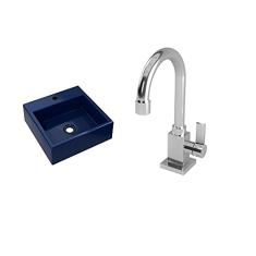 Kit Cuba Q355 C/Torneira Luxo 1195 Metal 1/4 Volta Azul Escuro