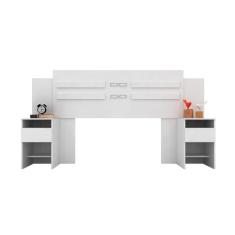 Cabeceira Cama Box Madeirado Casal Triunfo C/ 2 Gavetas Branco - Demóbile
