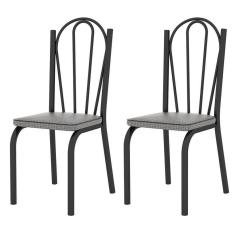 Kit 2 Cadeiras 121 Europa Preto/Platina - Artefamol