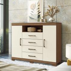 Cômoda 2 Portas e 4 Gavetas com Pés Havana Master Santos Andirá